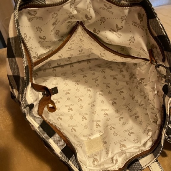 Checkered tote with leather trim including smaller bag - Picture 4 of 5